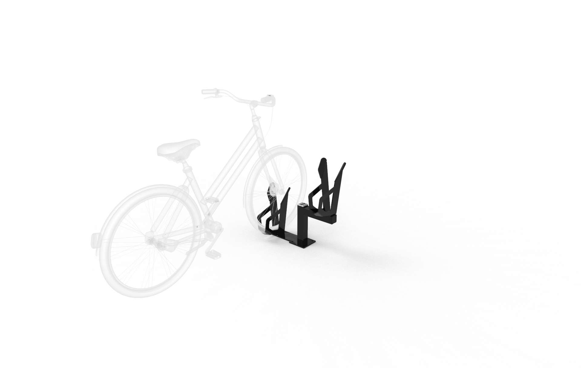 AXLE® Single Sided bicycle parking solution in use, with modern bicycles safely parked without damage to the frame.