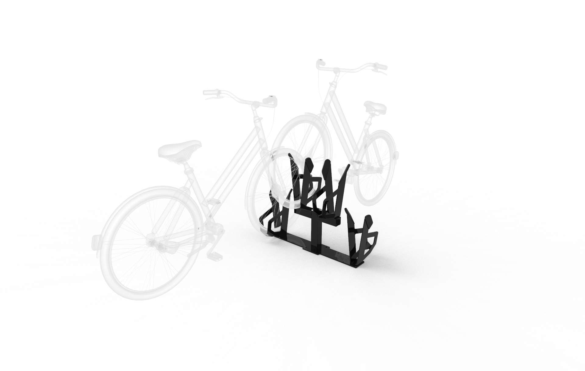 AXLE® Double Sided by STREET-STUFF! - innovative bicycle parking solution with patented hub support for efficient double-sided parking.